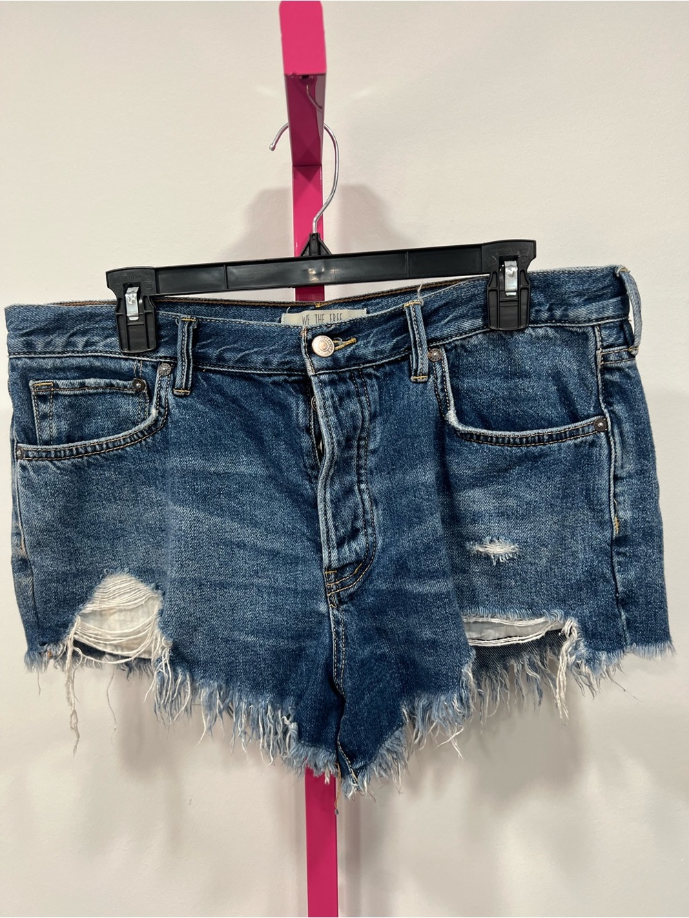 We the Free by Free People denim cutoff shorts button fly and frayed hems